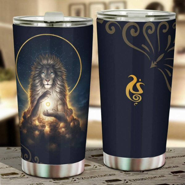 Lion Meditate Car Tumbler Cup Custom Lion Car Accessories