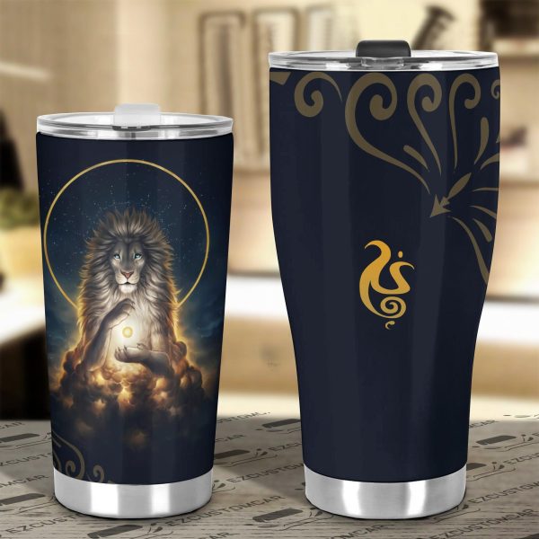lion meditate car tumbler cup custom lion car accessories hdp55