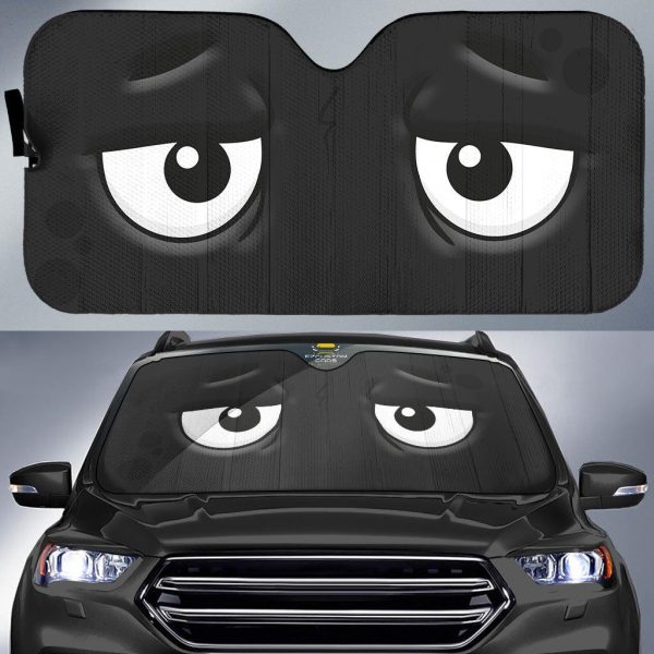 little tired cartoon eyes car windshield sun shade f61wt