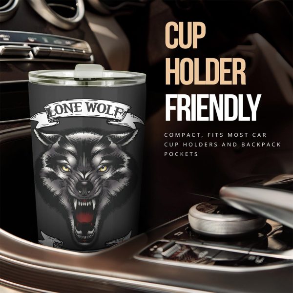 Lone Wolf No Club Car Tumbler Cup Custom Animal Car Accessories