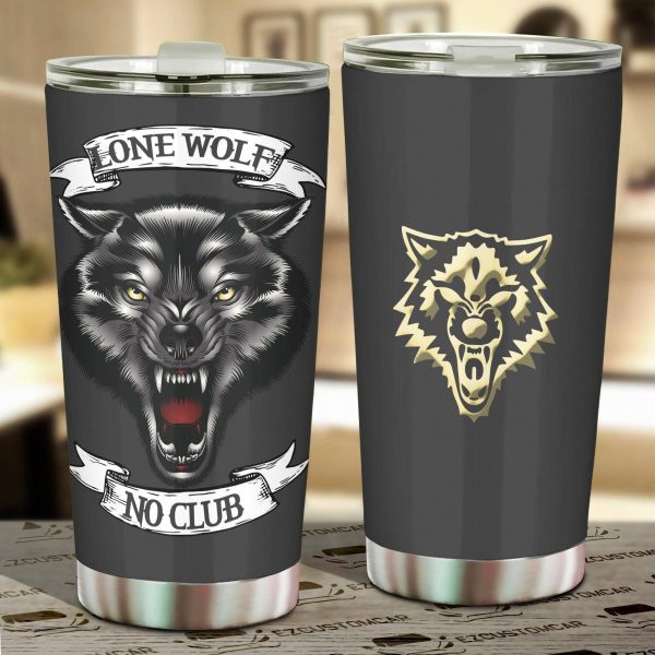 Lone Wolf No Club Car Tumbler Cup Custom Animal Car Accessories