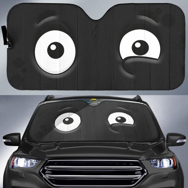 Glaring Cartoon Eyes Car Windshield Sun Shade