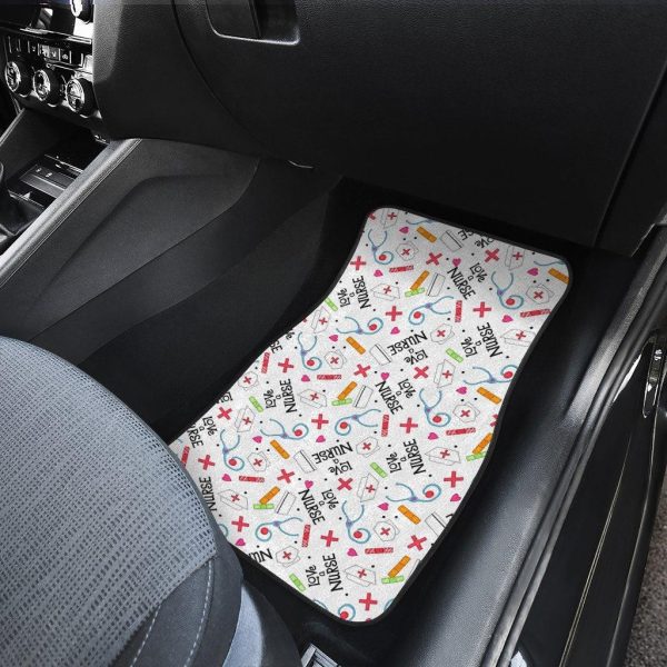 love nurse car floor mats custom white pattern print bfkmc