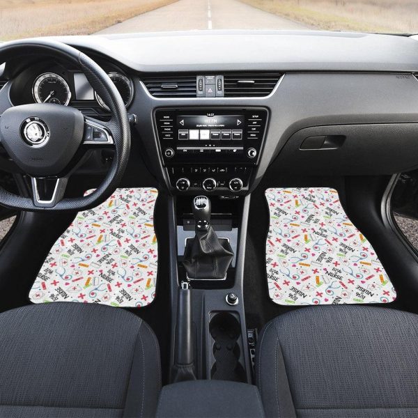 Love Nurse Car Floor Mats Custom White Pattern Print Love Nurse Car Floor Mats Custom White Pattern Print