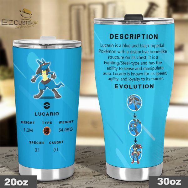 lucario travel mug gift idea for pokemon fans n6bz5