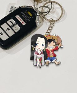 Luffy x Hancock Keychains Custom One Piece Anime Car Accessories
