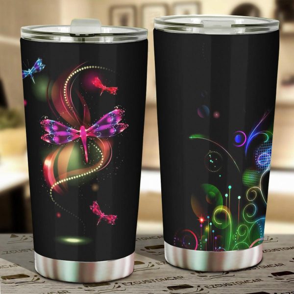 Blue Dragonfly Car Tumbler Cup Custom Dragonfly Car Accessories