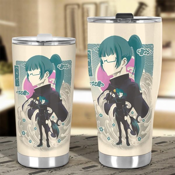 maki zenin car tumblers cup custom jujutsu kaisen car accessories smjcr