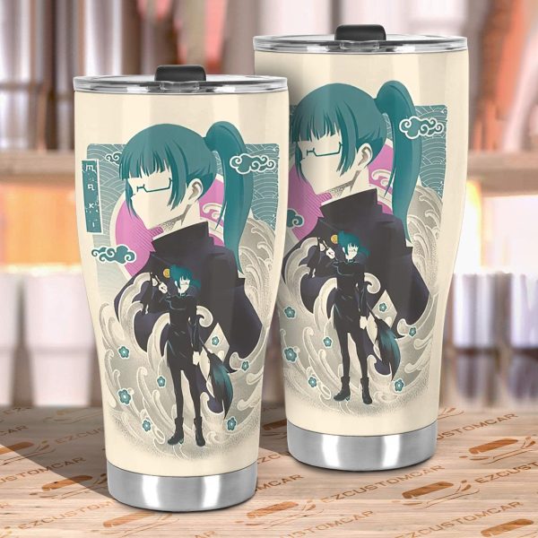 maki zenin car tumblers cup custom jujutsu kaisen car accessories soybk