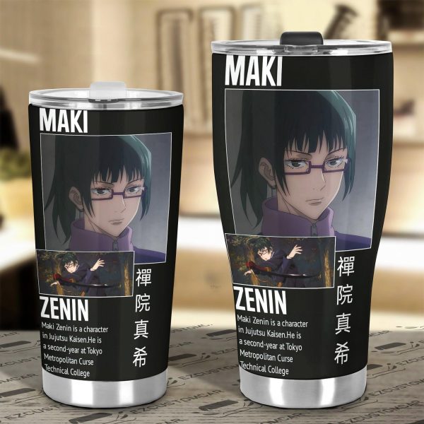 maki zenin custom jujutsu kaisen anime car tumblers cup car accessories 2eiv8