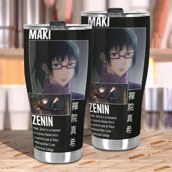 maki zenin custom jujutsu kaisen anime car tumblers cup car accessories owu7j