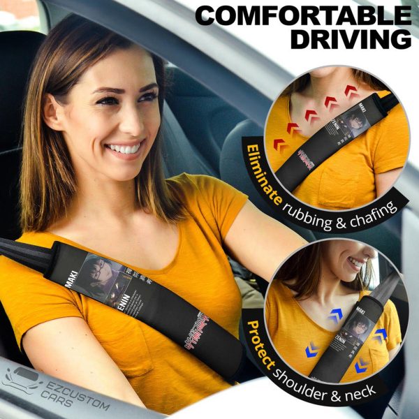 Maki Zenin Custom Jujutsu Kaisen Anime Seat Belt Covers Anime Car Accessories