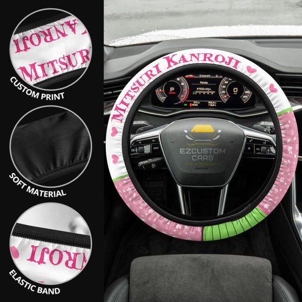 Mitsuri Kanroji Anime Steering Wheel Cover Custom Anime Demon Slayer Car Accessories