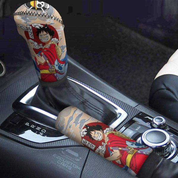 Monkey D. Luffy Shift Knobs Car Covers Set Custom One Piece Wano Arc Anime Car Accessories