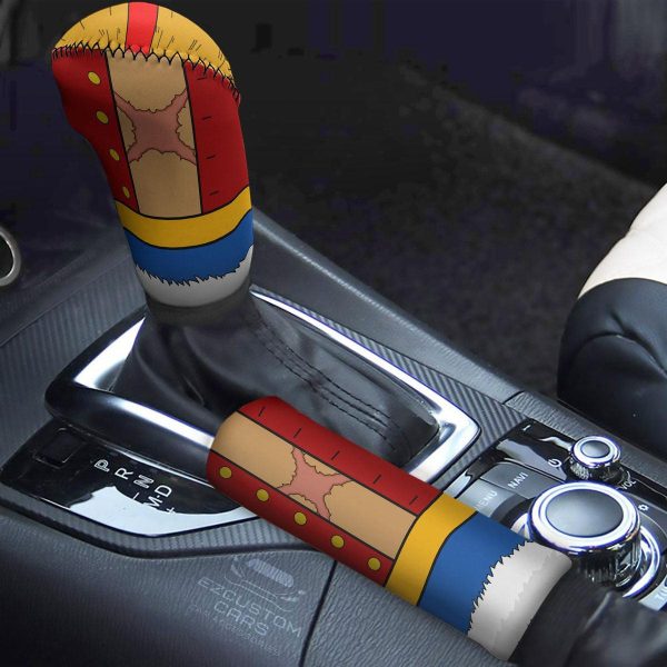 Monkey D. Luffy Mugiwara One Piece Shift Knobs Car Covers Set Custom Anime Car Accessories