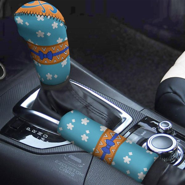 Nami Pattern Shift Knobs Car Covers Set Custom One Piece Anime Car Accessories