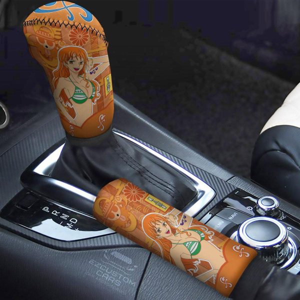 Nami Wanted Custom Shift Knobs Car Covers Set One Piece Anime Car Accessories