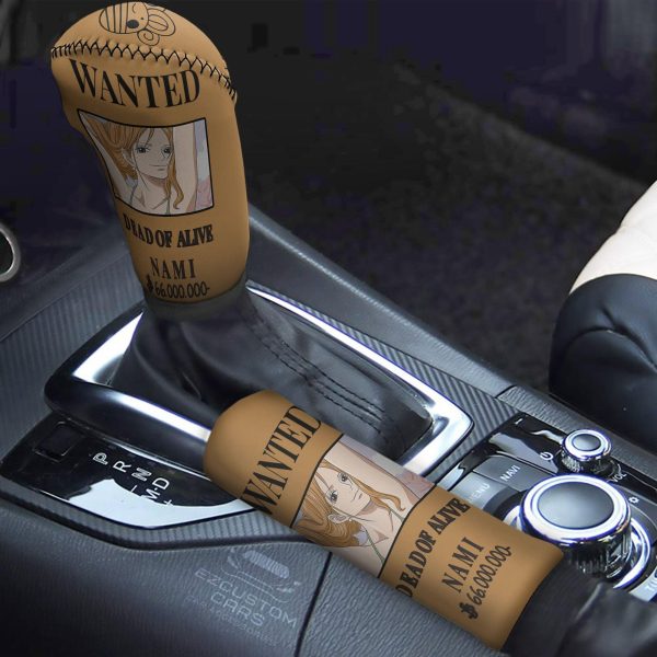 Nami Wanted Custom Shift Knobs Car Covers Set One Piece Anime Car Accessories