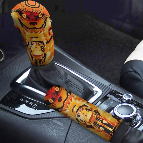 Naruto Nine Tails Shift Knobs Car Covers Set Custom Naruto Shippuden Anime Car Accessories