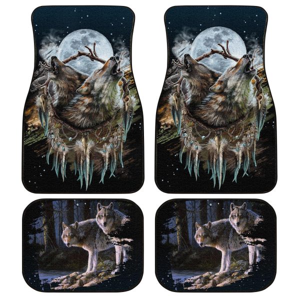 Native American Wolf Dreamcatcher Art Custom Car Floor Mats