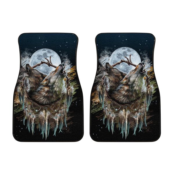 native american wolf dreamcatcher art car floor mats xpmgn