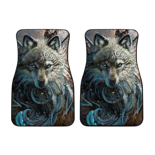 native american wolf dreamcatcher art custom car floor mats 1bzr9