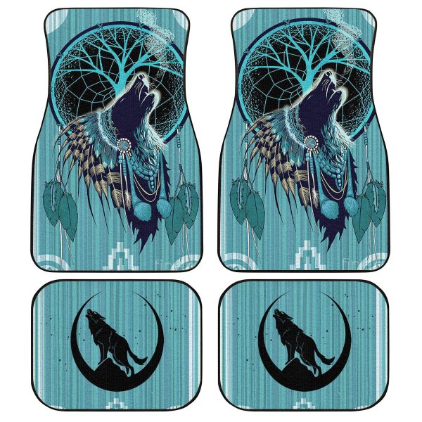 Native American Wolf Dreamcatcher Art Custom Car Floor Mats