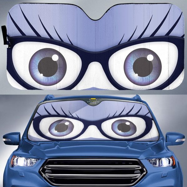 nerd female cartoon eyes pink car windshield sunshades brtpm