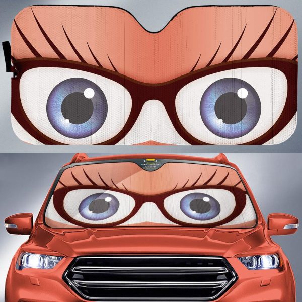 nerd female cartoon eyes pink car windshield sunshades nyquz