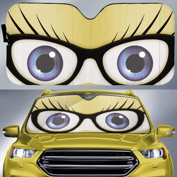 Nerd Male Cartoon Eyes Custom Car Windshield Sunshades