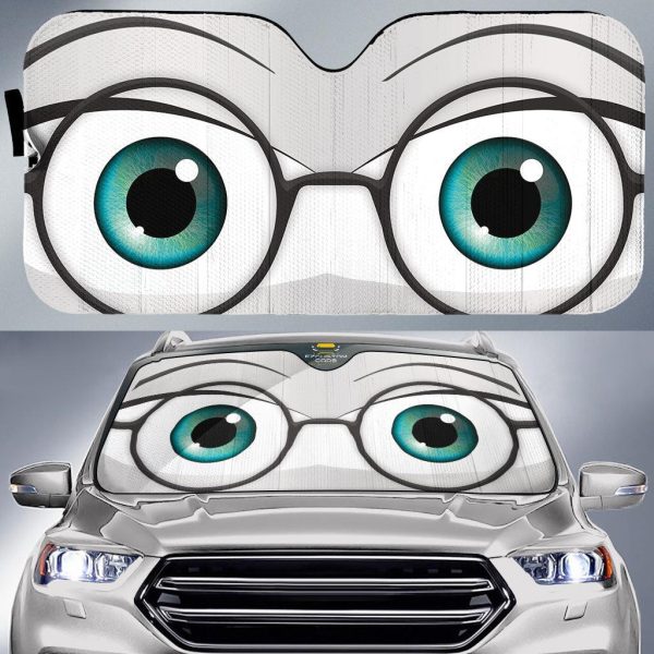 Nerd Male Cartoon Eyes Custom Car Windshield Sunshades