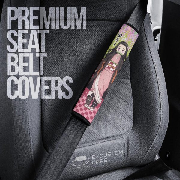 Nezuko Demon Slayer Seat Belt Covers Custom Anime Car Accessories