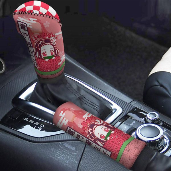Nezuko Kamado Demon Slayer Shift Knobs Car Covers Set Custom Anime Car Accessories
