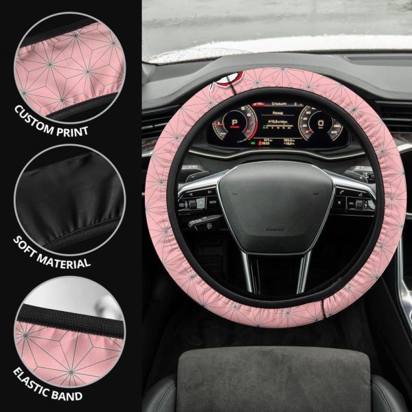 nezuko kamado demon slayers anime steering wheel cover x2v8s