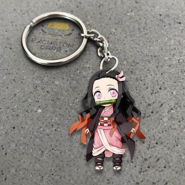 Nezuko Symbols Car Keychains Custom Demon Slayer Anime Car Accessories
