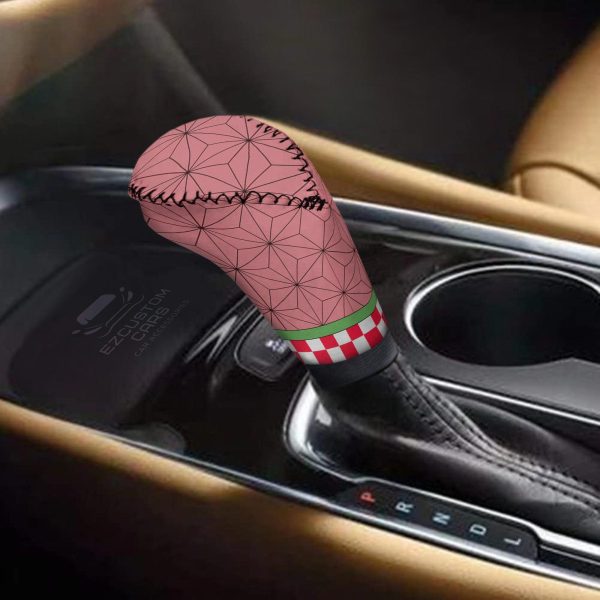 nezuko kamado pattern car shift knobs covers set demon slayer custom anime car accessories ph48f