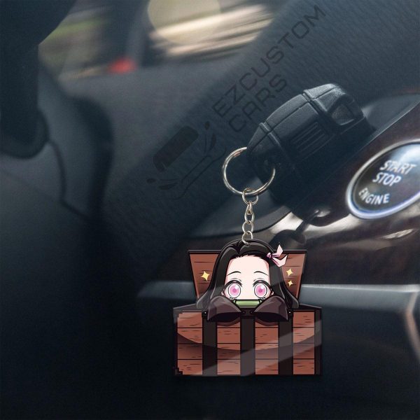 nezuko symbols car keychains custom demon slayer anime car accessories zzxyj