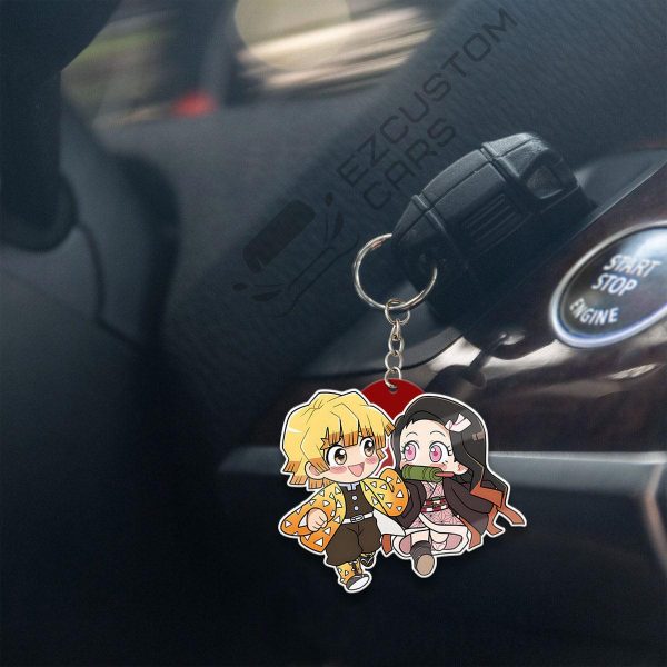 nezuko x zenitsu keychains demon slayer anime custom car accessories kpfep