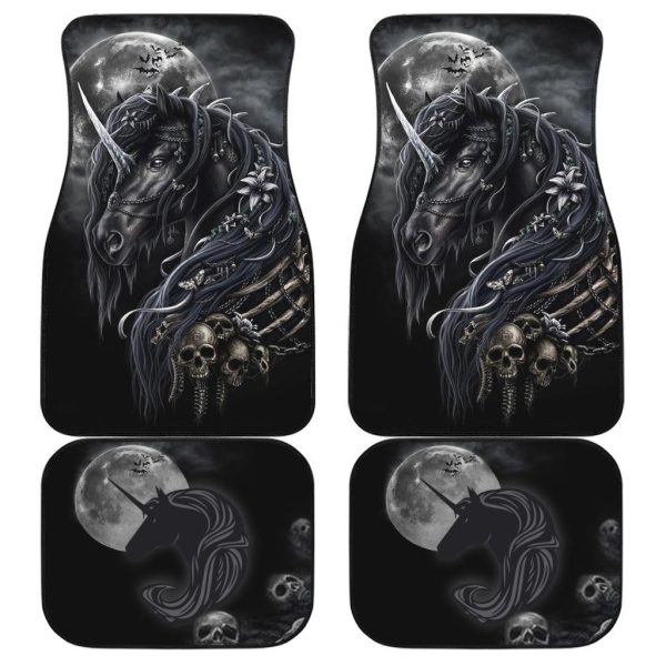 Night Skull Unicorn Car Floor Mats Custom Unicorn Car Accessories