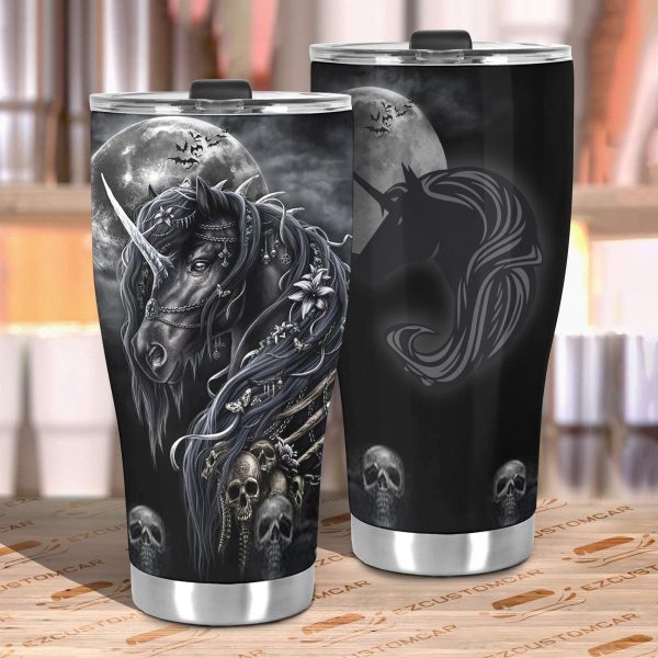 night skull unicorn car tumbler cup custom unicorn car accessories 3zoh4