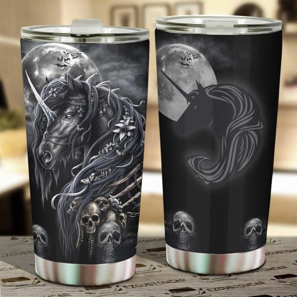 Night Skull Unicorn Car Tumbler Cup Custom Unicorn Car Accessories Night Skull Unicorn Car Tumbler Cup Custom Unicorn Car Accessories