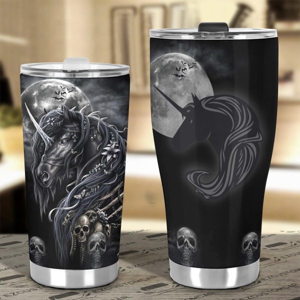night skull unicorn car tumbler cup custom unicorn car accessories kjuds