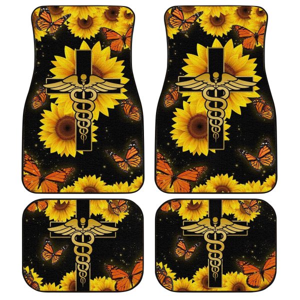 Nurse Sunflower Car Seat Covers Custom And Butterfly Blackout
