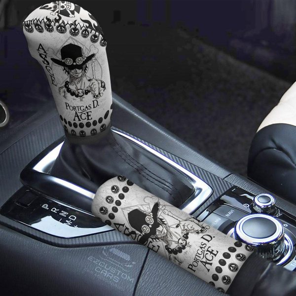 One Piece Anime Shift Knobs Car Covers Set Custom Portgas D.Ace Symbols Car Accessories