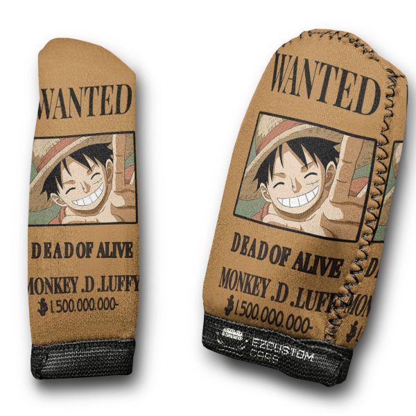 One Piece Anime Shift Knobs Car Covers Set Monkey D. Luffy Wanted Car Accessories