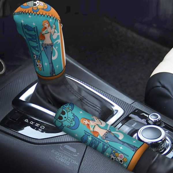 One Piece Anime Shift Knobs Car Covers Set Nami Symbols Car Accessories
