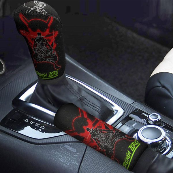One Piece Anime Shift Knobs Car Covers Set Roronoa Zoro Santoryu Car Accessories