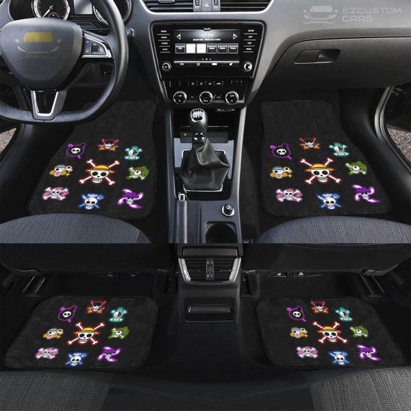 one piece symbols logo art in black theme car floor mats 6xmah