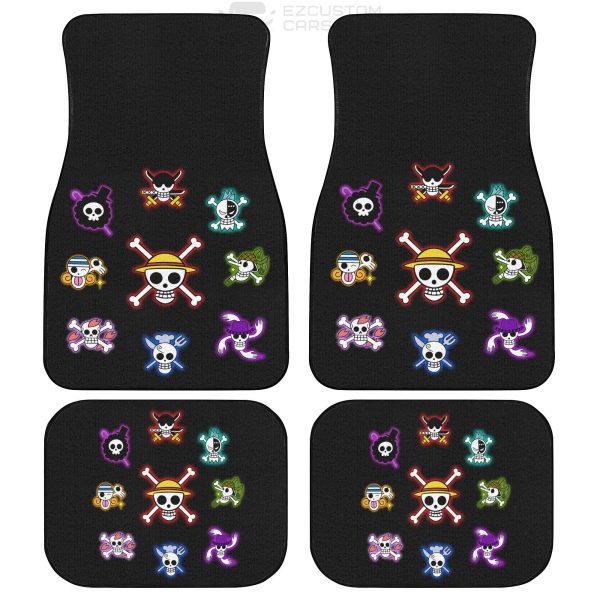 one piece symbols logo art in black theme car floor mats 96ze7