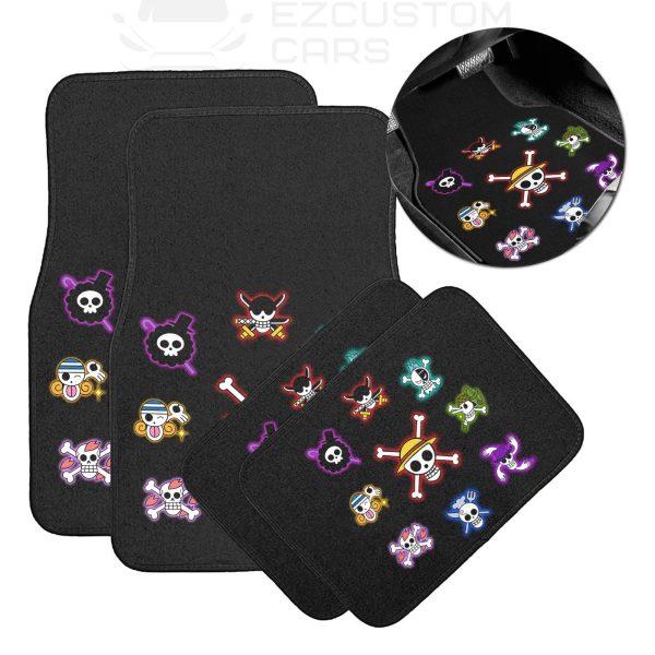 one piece symbols logo art in black theme car floor mats qxcuv